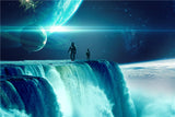 Two Astronauts at a Waterfall