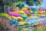 Colorful Flowers by the Lake