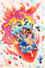 Oriental Goldfish and Lady