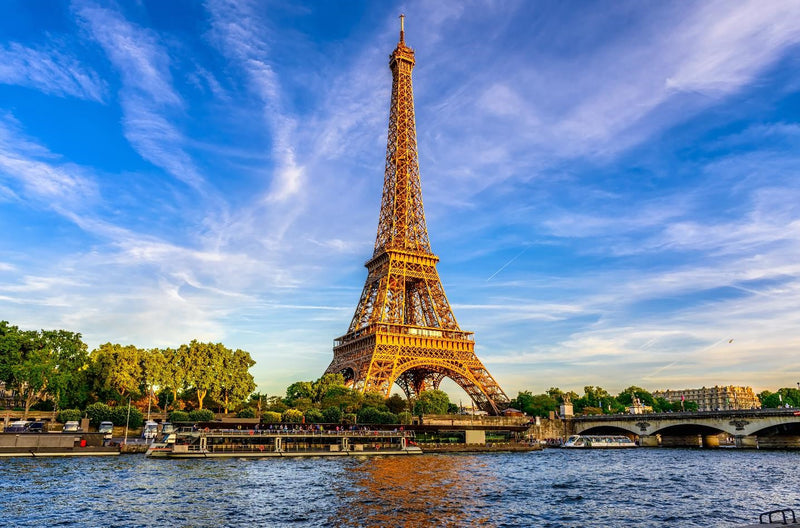 Eiffel Tower against Clear Blue Sky