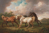 Three Horses In A Stormy Landscape